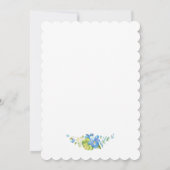 Invitation Baby shower Aquarelle Bleu Floral Eléphant (Dos)