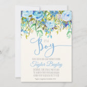 Invitation Baby shower aquarelle | Bleu garçon (Devant)