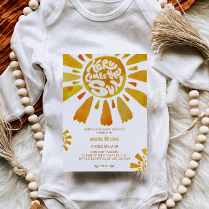 Invitation Baby Shower aquarelle Boho Sunshine