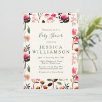 Baby Shower aquarelle chic rose et vert