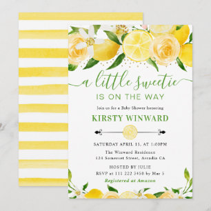 Invitation Baby Shower Aquarelle Citrons et Fleurs