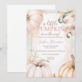 Invitation Baby shower aquarelle citrouille d'automne  (Devant / Derrière)