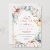 Invitation Baby shower aquarelle citrouille d'automne  (Devant)