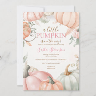 Invitation Baby shower aquarelle citrouille d'automne 