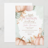 Invitation Baby shower aquarelle citrouille d'automne (Devant / Derrière)