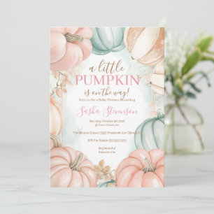 Invitation Baby shower aquarelle citrouille d'automne