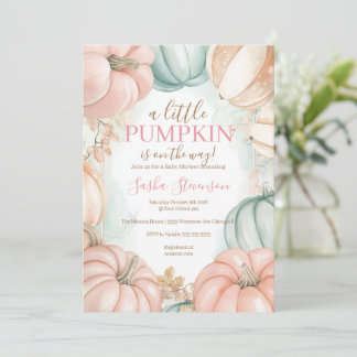 Invitation Baby shower aquarelle citrouille d'automne