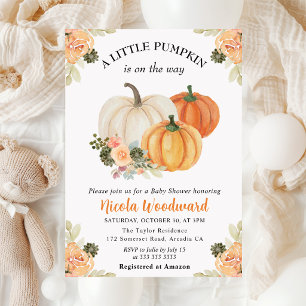 Invitation Baby Shower Aquarelle Citrouille et Cactus d'Autom