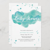invitation baby shower | Aquarelle d'Aqua (Devant / Derrière)