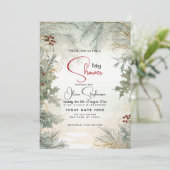 Invitation Baby shower - Aquarelle d'hiver Botanique (Debout devant)