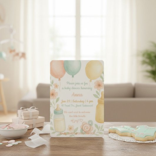 Invitation Baby shower Aquarelle douce