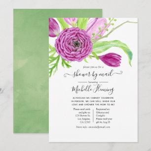 Invitation Baby shower aquarelle florale par la poste