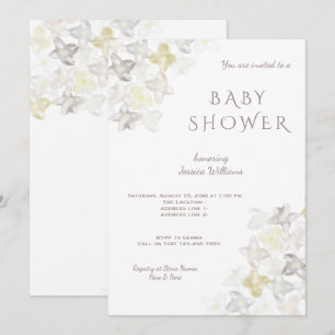 Invitation Baby Shower aquarelle florale romantique