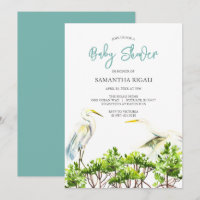 baby shower aquarelle Mangroves de héron blanc