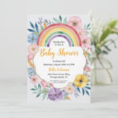 Invitation Baby shower Aquarelle moderne Boho Arc-en-ciel (Debout devant)