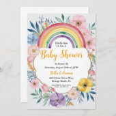 Invitation Baby shower Aquarelle moderne Boho Arc-en-ciel (Devant / Derrière)