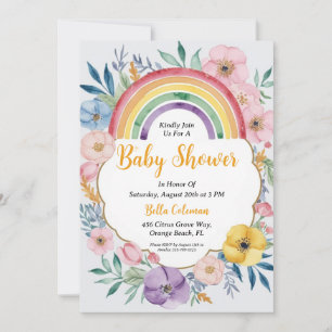 Invitation Baby shower Aquarelle moderne Boho Arc-en-ciel
