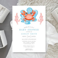 Baby Shower Aquarelle Océan Crabe Marin