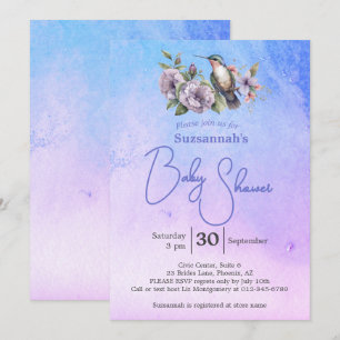 Invitation Baby Shower aquarelle pastel sur le thème du colib