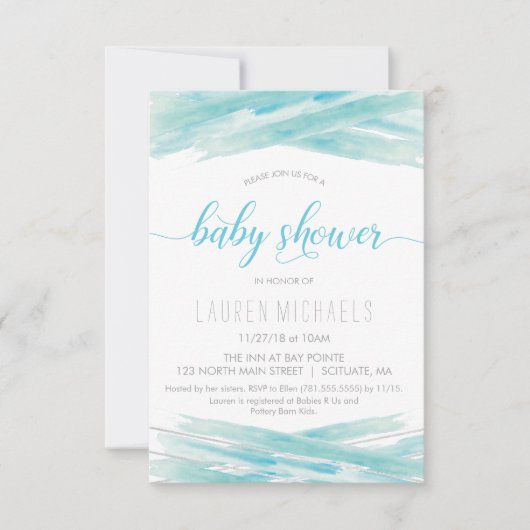 Invitation baby shower - Aquarelle, Personnaliser (Devant)