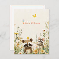 Baby shower Aquarelle Racoon Souris Papillons