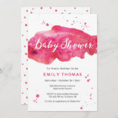 Invitation baby shower | aquarelle rose (Devant / Derrière)