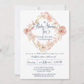 Invitation Baby shower Aquarelle rose pâle Verdure florale (Devant)