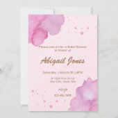 Invitation baby shower, Aquarelle rose pour une fi (Dos)
