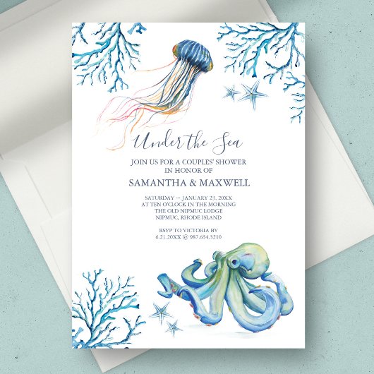 Invitation Baby shower Aquarelle Sous La Mer