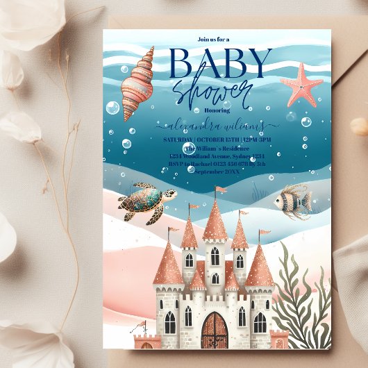 Invitation Baby shower Aquarelle Sous La Mer