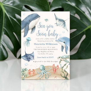 Invitation Baby shower Aquarelle Te voir bientôt B