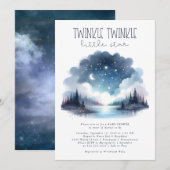 Invitation Baby shower Aquarelle Twinkle Little Star (Devant / Derrière)