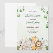 Invitation Baby shower Aquarelle verte et blanche (Devant / Derrière)