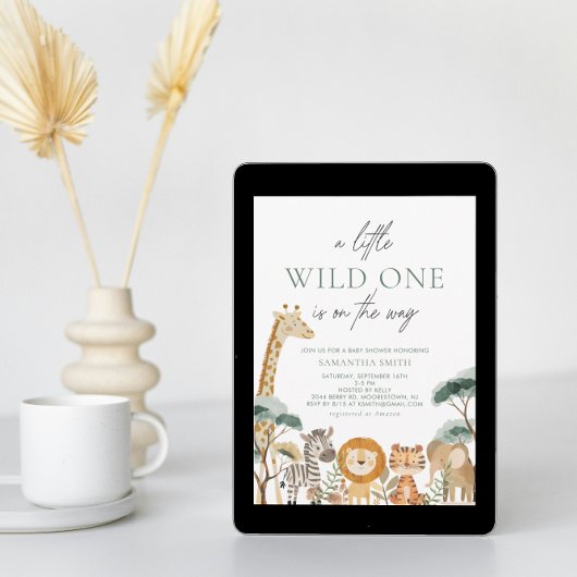 Invitation Baby shower aquatique Jungle Safari Animaux