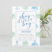Invitation Baby shower aquatique Nautical Boy (Debout devant)