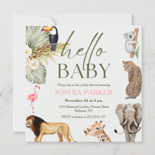 Invitation Baby shower aquatique Safari Animaux