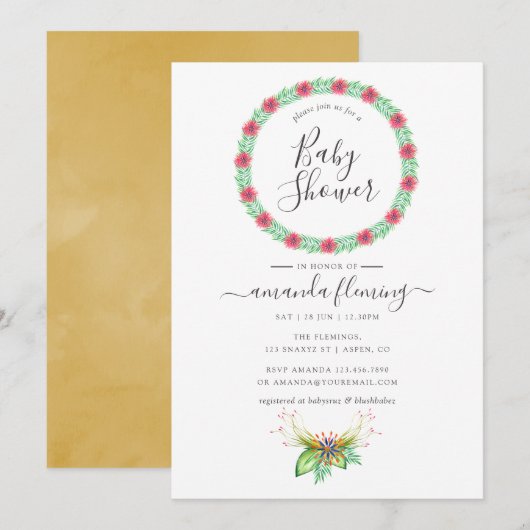 Invitation Baby shower aquatique Tropical Summer Beach (Devant / Derrière)