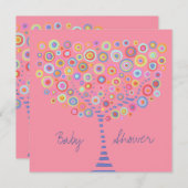 Invitation Baby shower Arbre circulaire Retro (Devant / Derrière)