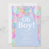 Invitation Baby shower Arc bleu arc-en-ciel (Devant)