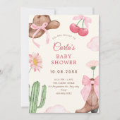 Invitation Baby shower arc cowboy rose (Devant)