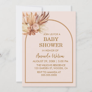 Invitation Baby Shower Arc de Gazon de Pampas Bohème Neutre