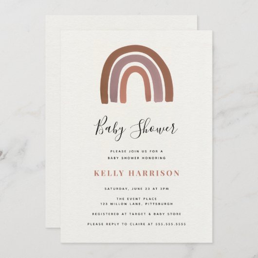 Invitation Baby shower arc-en-ciel (Devant / Derrière)