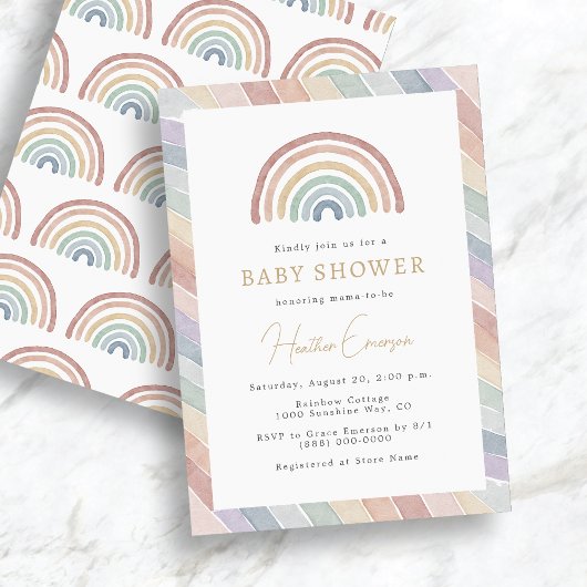 Invitation Baby shower arc-en-ciel