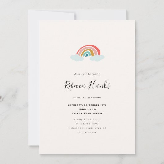 Invitation Baby shower arc-en-ciel (Devant)