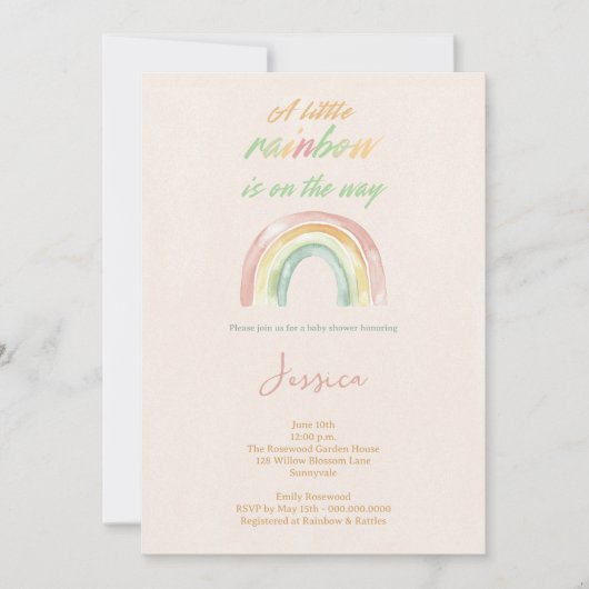Invitation Baby shower arc-en-ciel (Devant)