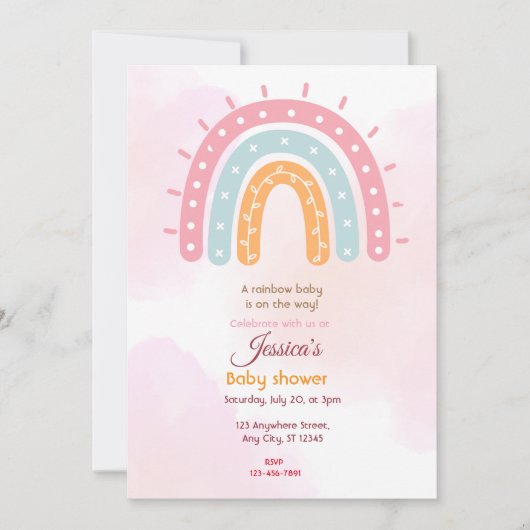 Invitation Baby shower arc-en-ciel (Devant)