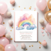 Invitation Baby shower arc-en-ciel à l'aquarelle