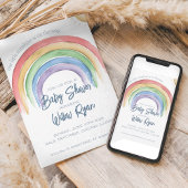 Invitation Baby shower arc-en-ciel aquarelle | Sex