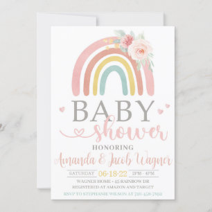 Invitation Baby shower arc-en-ciel, Baby shower neutre pour l