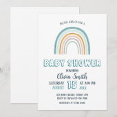 Invitation Baby shower arc-en-ciel bébé Boy Boho (Devant / Derrière)